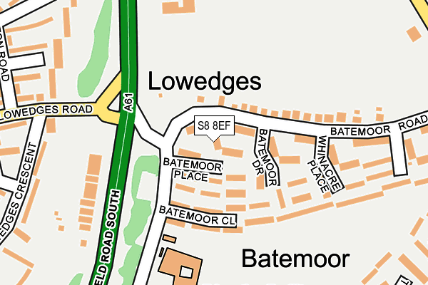 S8 8EF map - OS OpenMap – Local (Ordnance Survey)