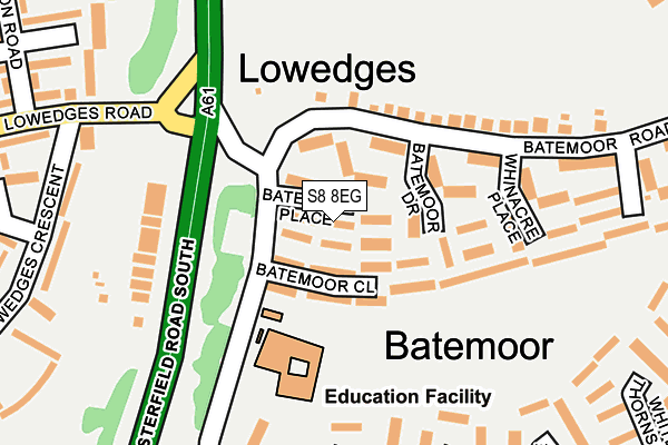 S8 8EG map - OS OpenMap – Local (Ordnance Survey)