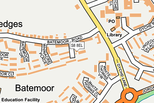 S8 8EL map - OS OpenMap – Local (Ordnance Survey)