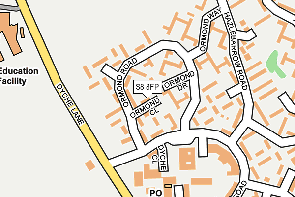 S8 8FP map - OS OpenMap – Local (Ordnance Survey)