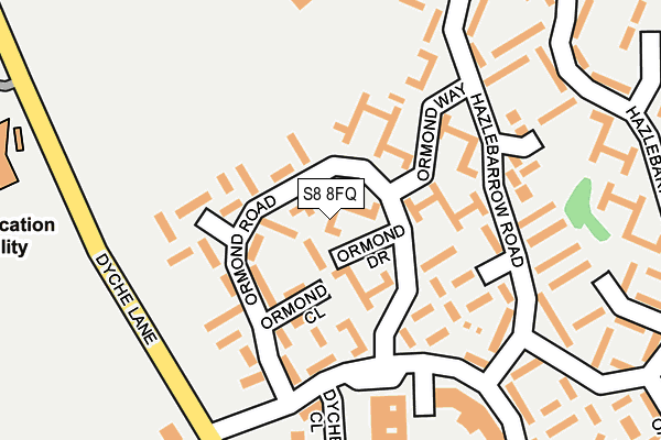 S8 8FQ map - OS OpenMap – Local (Ordnance Survey)