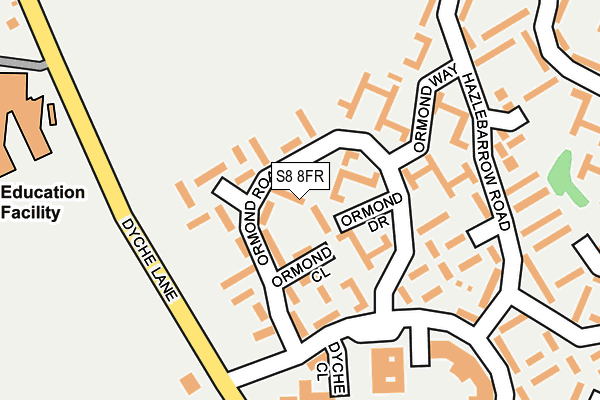 S8 8FR map - OS OpenMap – Local (Ordnance Survey)