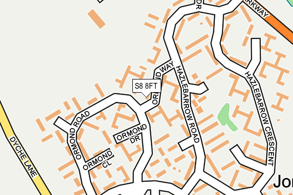 S8 8FT map - OS OpenMap – Local (Ordnance Survey)
