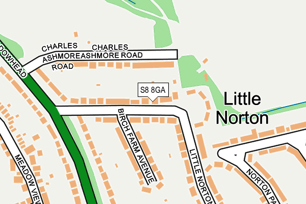 S8 8GA map - OS OpenMap – Local (Ordnance Survey)