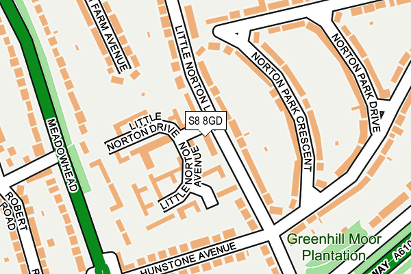 S8 8GD map - OS OpenMap – Local (Ordnance Survey)