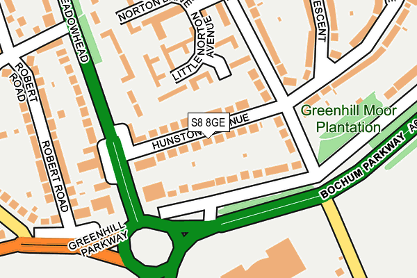 S8 8GE map - OS OpenMap – Local (Ordnance Survey)