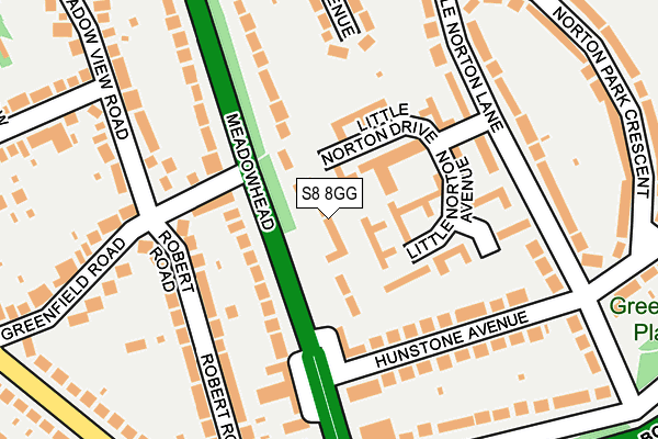 S8 8GG map - OS OpenMap – Local (Ordnance Survey)