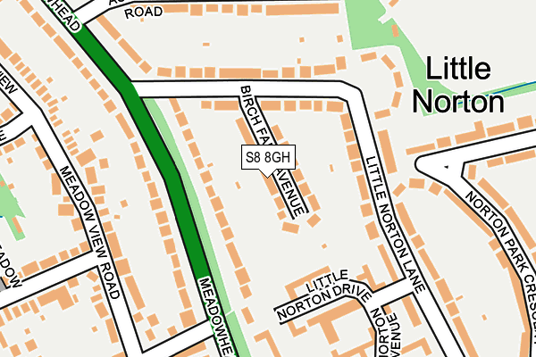 S8 8GH map - OS OpenMap – Local (Ordnance Survey)