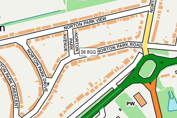 S8 8GQ map - OS OpenMap – Local (Ordnance Survey)