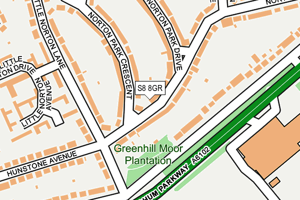 S8 8GR map - OS OpenMap – Local (Ordnance Survey)