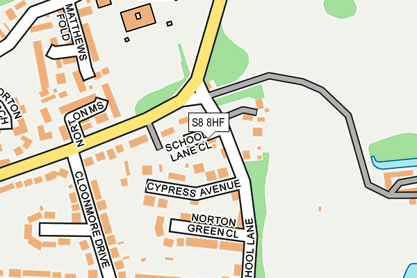 S8 8HF map - OS OpenMap – Local (Ordnance Survey)
