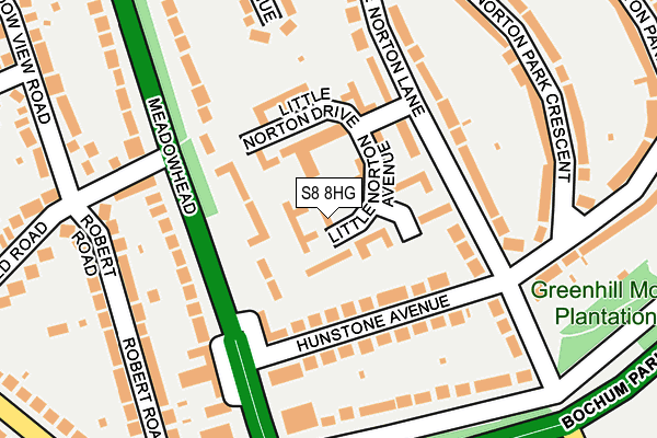 S8 8HG map - OS OpenMap – Local (Ordnance Survey)