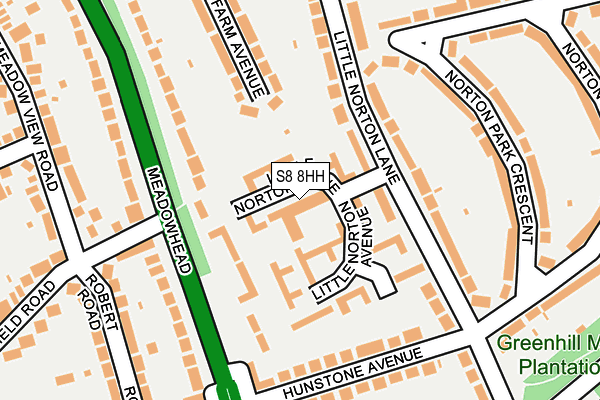 S8 8HH map - OS OpenMap – Local (Ordnance Survey)