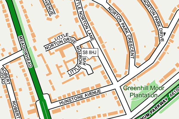 S8 8HJ map - OS OpenMap – Local (Ordnance Survey)
