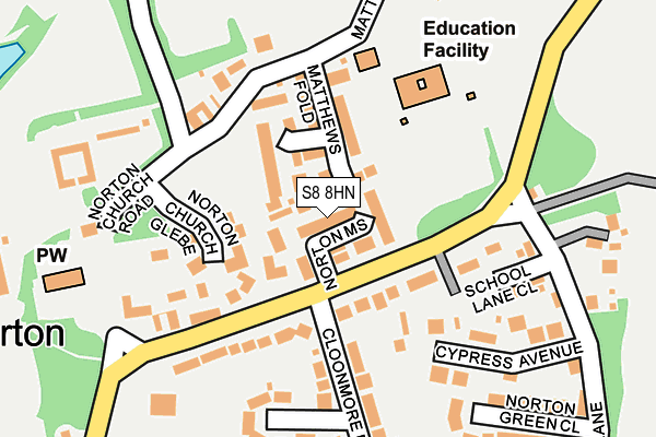 S8 8HN map - OS OpenMap – Local (Ordnance Survey)