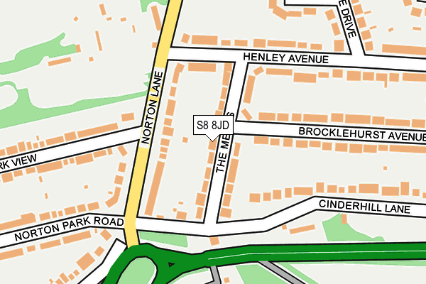 S8 8JD map - OS OpenMap – Local (Ordnance Survey)