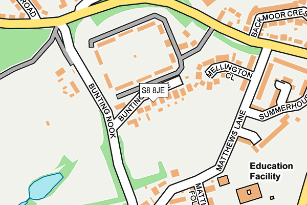 S8 8JE map - OS OpenMap – Local (Ordnance Survey)