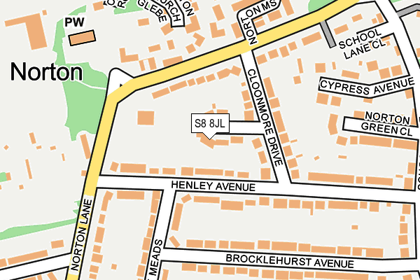 S8 8JL map - OS OpenMap – Local (Ordnance Survey)