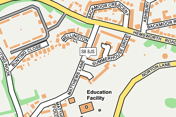 S8 8JS map - OS OpenMap – Local (Ordnance Survey)