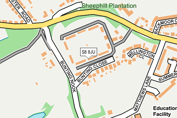 S8 8JU map - OS OpenMap – Local (Ordnance Survey)