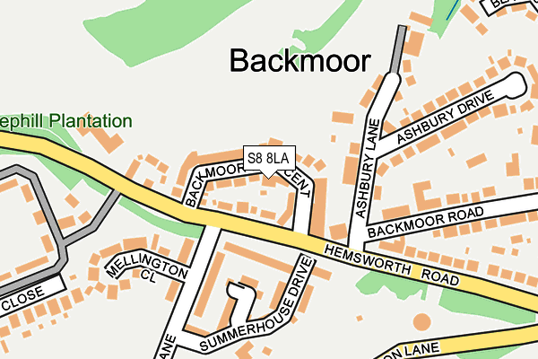 S8 8LA map - OS OpenMap – Local (Ordnance Survey)