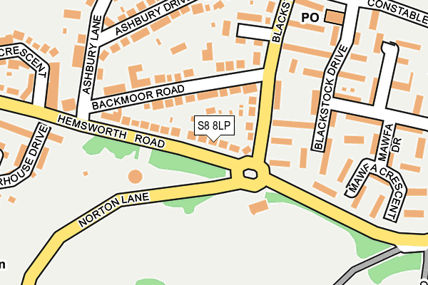 S8 8LP map - OS OpenMap – Local (Ordnance Survey)