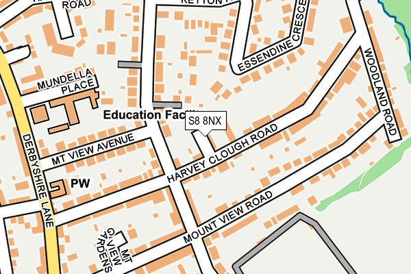 S8 8NX map - OS OpenMap – Local (Ordnance Survey)