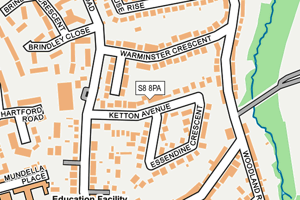 S8 8PA map - OS OpenMap – Local (Ordnance Survey)