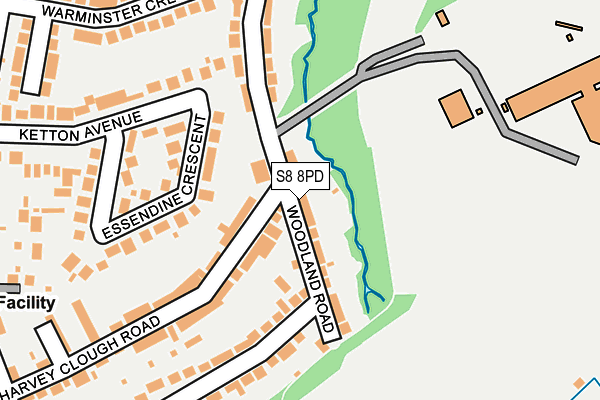 S8 8PD map - OS OpenMap – Local (Ordnance Survey)