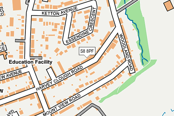 S8 8PF map - OS OpenMap – Local (Ordnance Survey)