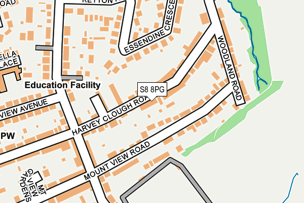 S8 8PG map - OS OpenMap – Local (Ordnance Survey)