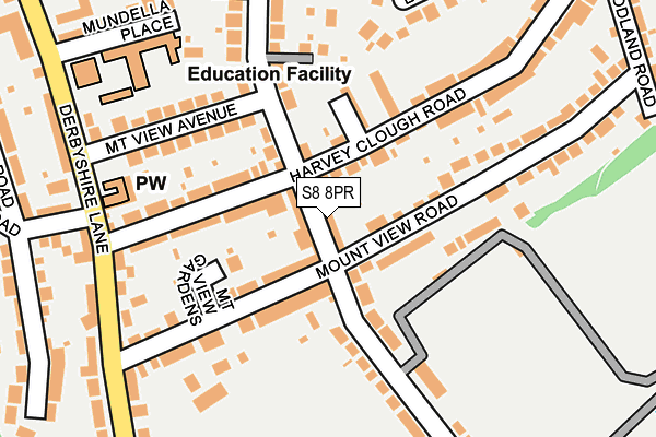 S8 8PR map - OS OpenMap – Local (Ordnance Survey)