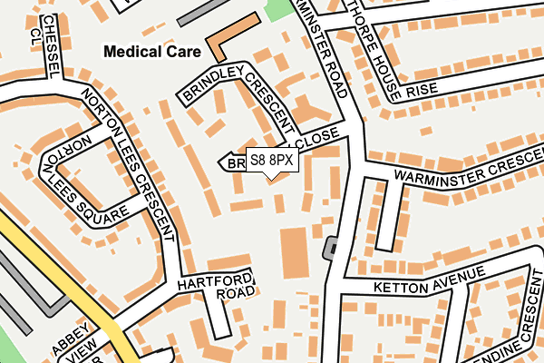 S8 8PX map - OS OpenMap – Local (Ordnance Survey)