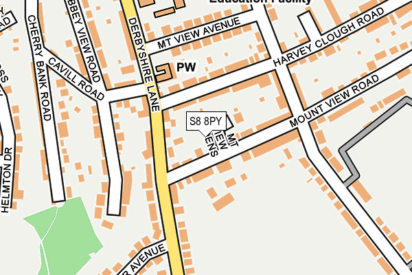 S8 8PY map - OS OpenMap – Local (Ordnance Survey)
