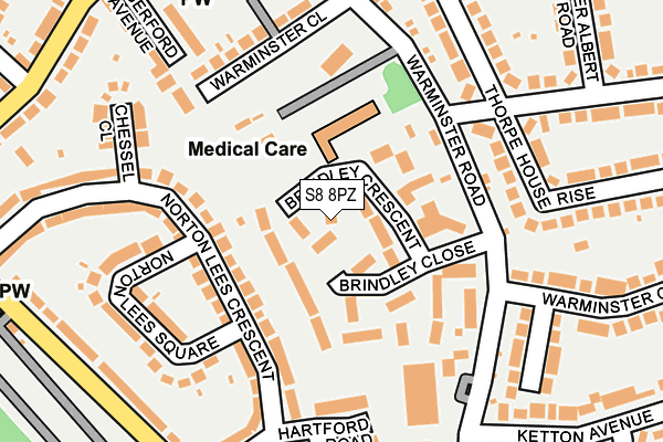 S8 8PZ map - OS OpenMap – Local (Ordnance Survey)