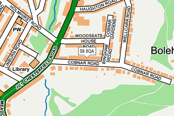 S8 8QA map - OS OpenMap – Local (Ordnance Survey)