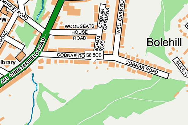 S8 8QB map - OS OpenMap – Local (Ordnance Survey)