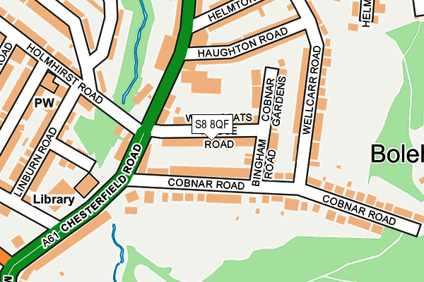 S8 8QF map - OS OpenMap – Local (Ordnance Survey)