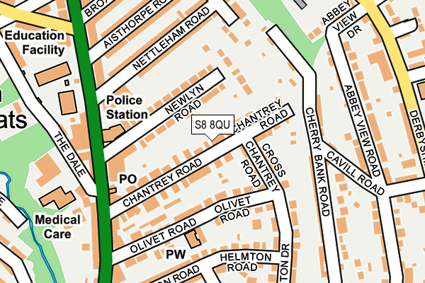 S8 8QU map - OS OpenMap – Local (Ordnance Survey)