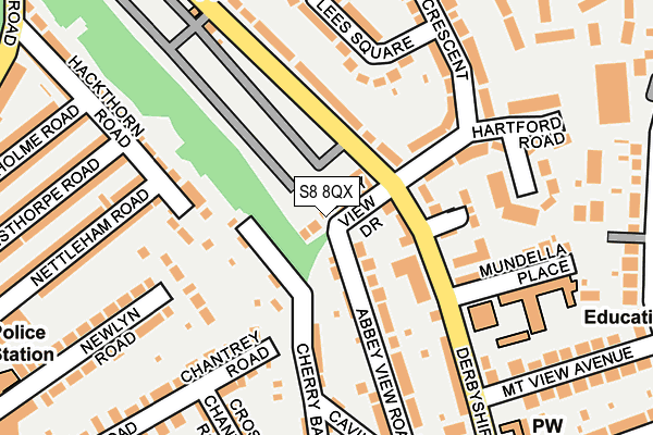 S8 8QX map - OS OpenMap – Local (Ordnance Survey)