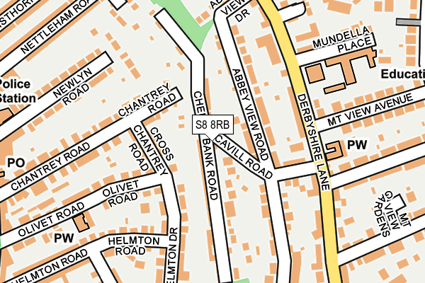 S8 8RB map - OS OpenMap – Local (Ordnance Survey)