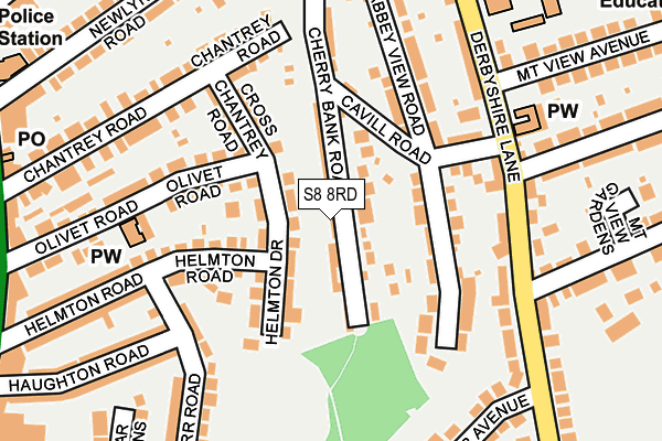 S8 8RD map - OS OpenMap – Local (Ordnance Survey)