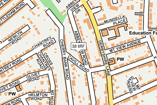 S8 8RF map - OS OpenMap – Local (Ordnance Survey)
