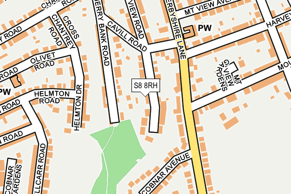 S8 8RH map - OS OpenMap – Local (Ordnance Survey)