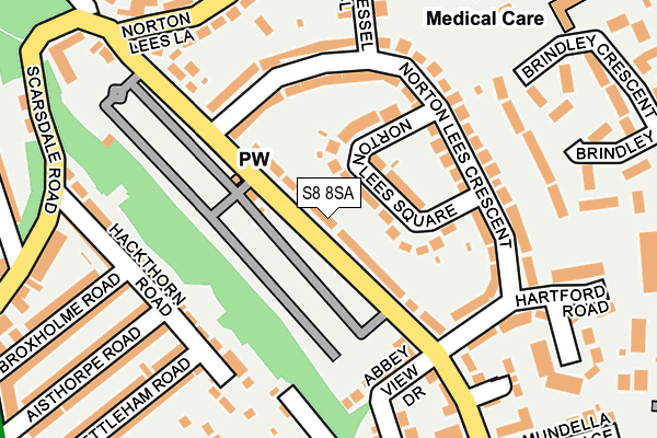 S8 8SA map - OS OpenMap – Local (Ordnance Survey)