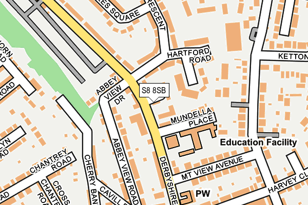 S8 8SB map - OS OpenMap – Local (Ordnance Survey)