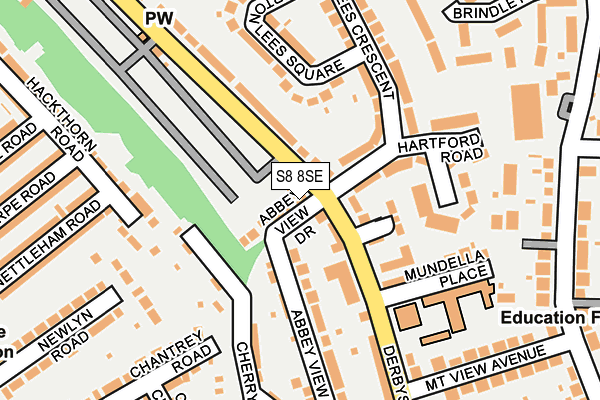 S8 8SE map - OS OpenMap – Local (Ordnance Survey)