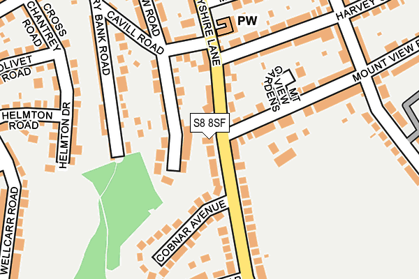 S8 8SF map - OS OpenMap – Local (Ordnance Survey)