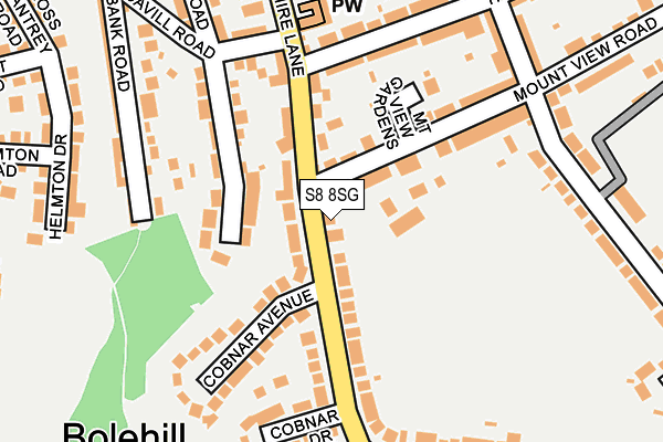 S8 8SG map - OS OpenMap – Local (Ordnance Survey)