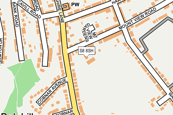 S8 8SH map - OS OpenMap – Local (Ordnance Survey)